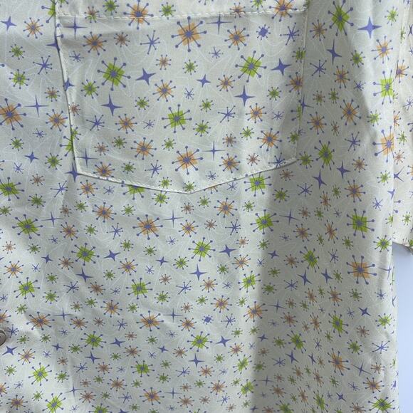 Atomic Tiki mod retro printed short sleeve button down shirt sz L - Picture 5 of 7